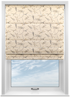 Dragonflies, Cream - Motorised Roman Blind
